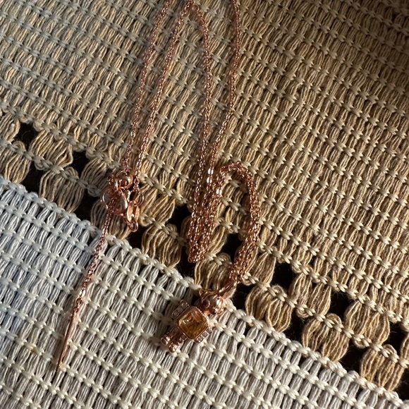 Rose Gold (S925) Robot Pendant Necklace with Citrine and Rose Gold Chain - Picture 6 of 12